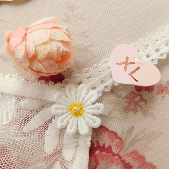 SOLD NWT Mesh Daisy Embroidered French Bodysuit - Picture 6 of 8